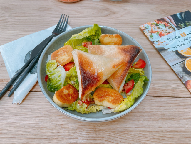 Recette Salade aux croustillants de chèvre chaud, pignons - Pomme de terre sautées