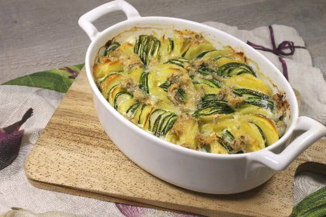 Recette Tian de courgettes et pommes de terre au gorgonzola - Radis, plaisir de cuisiner au quotidien.
